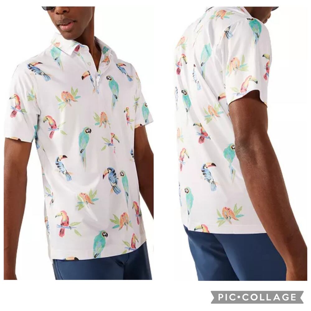 Chubbies Men's The Dude Where's Macaw Performance Polo 2.0 Medium